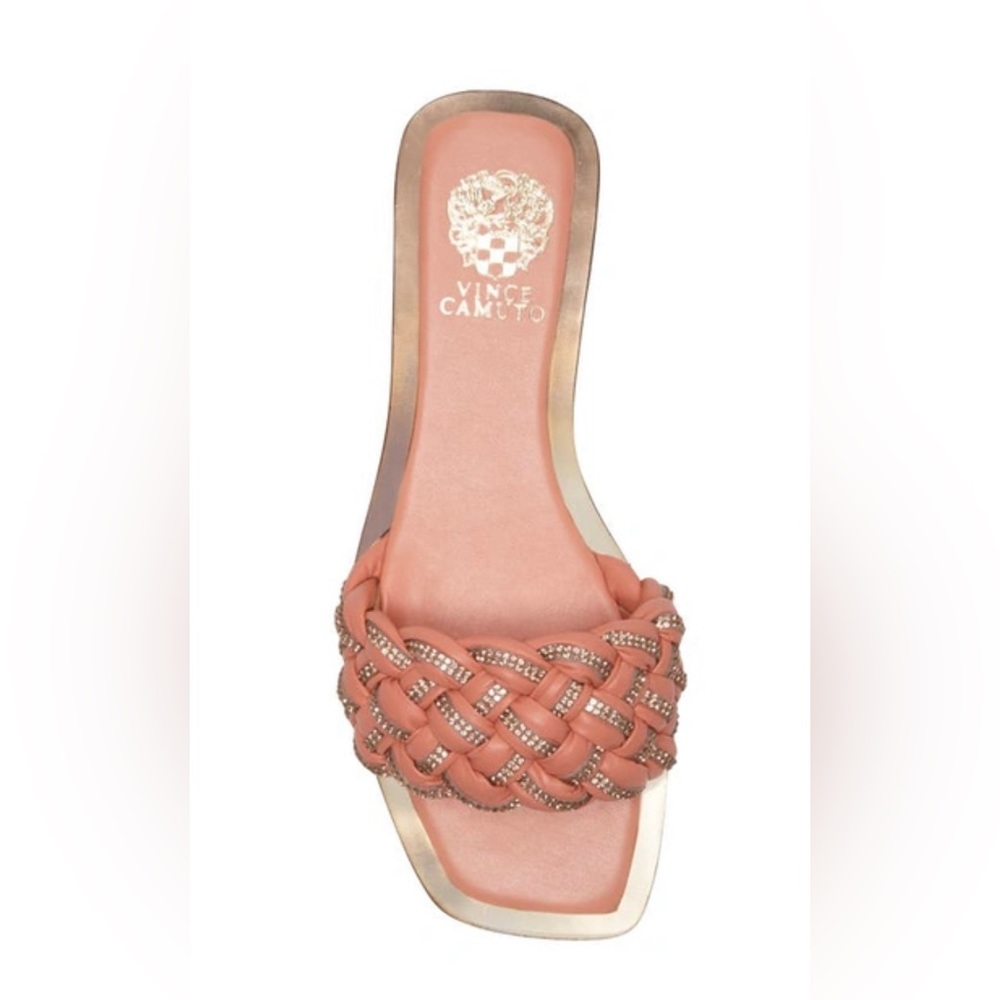 Vince Camuto Belmiya Metallic Beaded Braided Sandal color- Melone